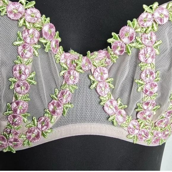 Victoria's Secret Bra Dream Angels Balconette Pink Rosebud Embroidered 36G NWT - Picture 3 of 5